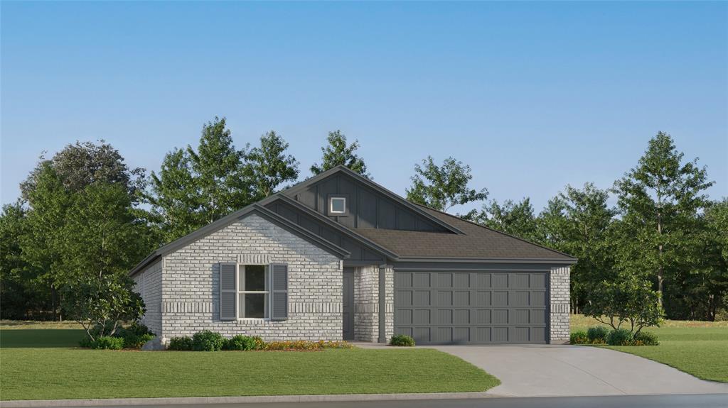 1305 Gratiot Road Greenville, TX 75402 - Photo 1 of 1 Contemporary single-story residence featuring a light brick exterior, dark gray vertical siding accents, and a dark shingled roof