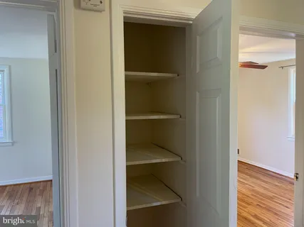 a view of an empty walk in closet