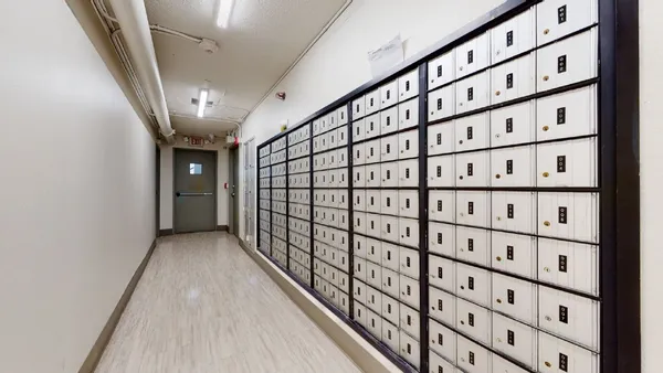 a view of a black and white wall