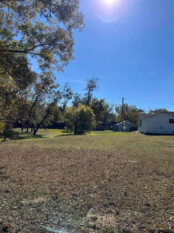 a view of a yard with a fountain