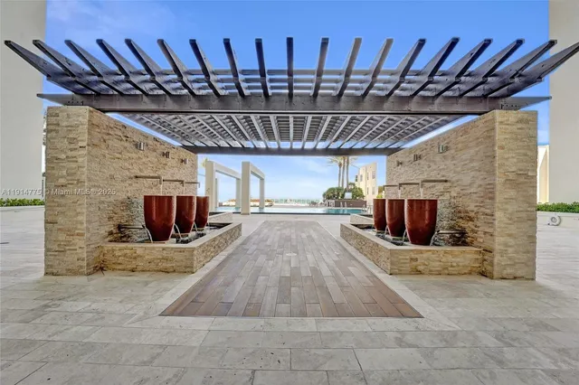 a view of balcony with furniture