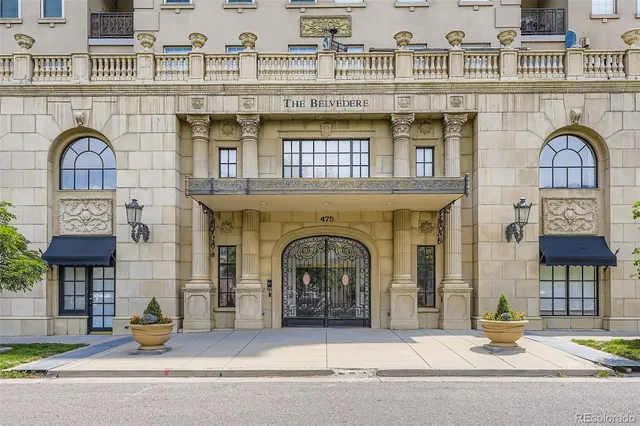 a view of building with entrance gate