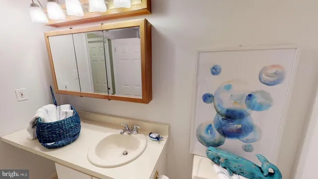 a view of a hallway with shelves