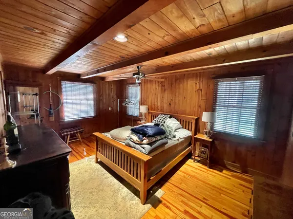 a bedroom with furniture