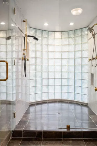 a view of a glass door