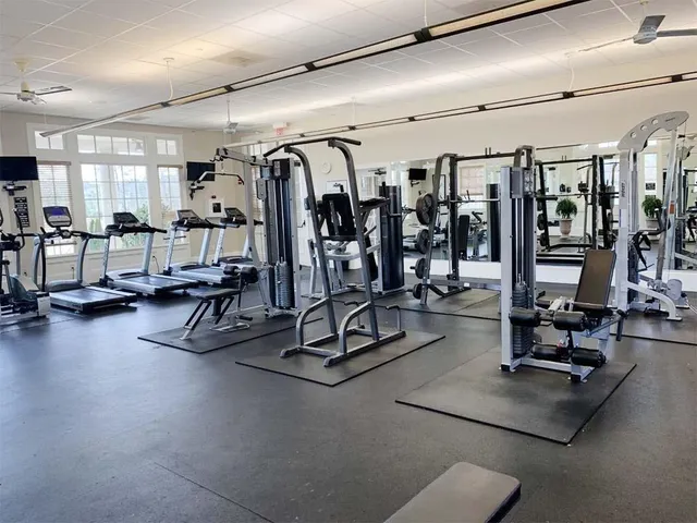 a view of a room with gym equipment