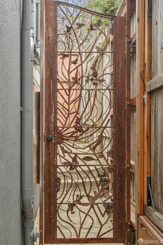 a view of a livingroom with furniture and a window