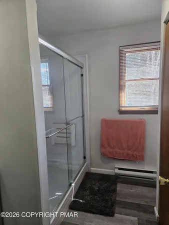 a view of a room with rack on the wall