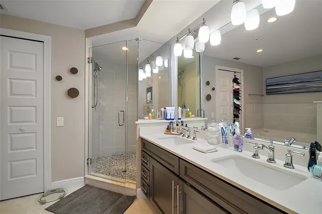 a white bath tub sitting in a bathroom