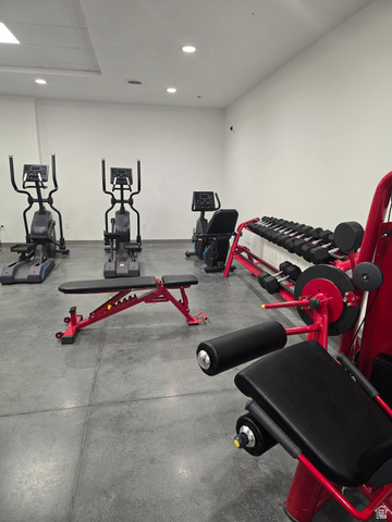 2085 North Main Street, Unit 306 Sunset, UT 84015 - Photo 14 of 18 Fitness room featuring a selection of cardio equipment, weight machines, and free weights
