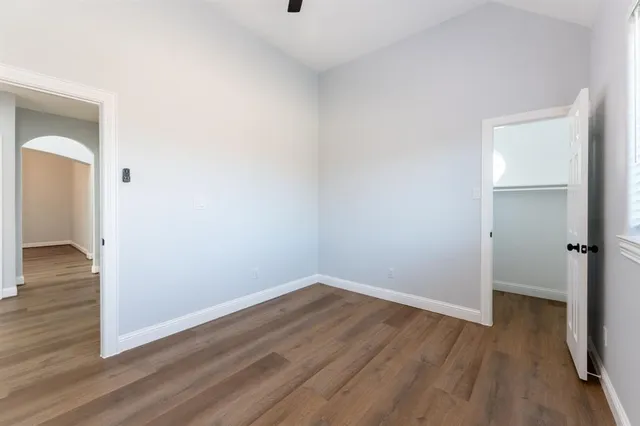 a view of small space with wooden floor