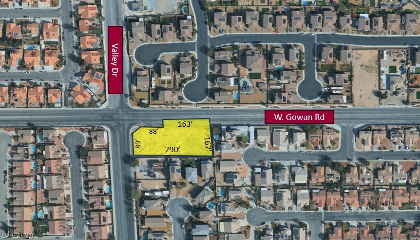 Gowan Road North Las Vegas, NV 89032 - Photo 6 of 6 An aerial plat map outlines the parcel boundaries of this residential neighborhood lot.