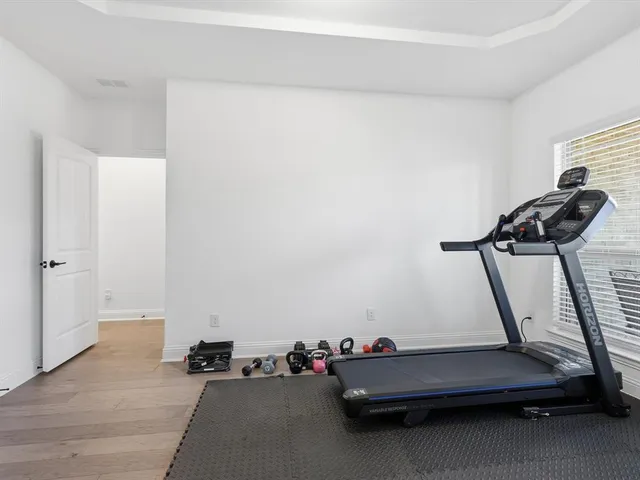 a room with gym equipment