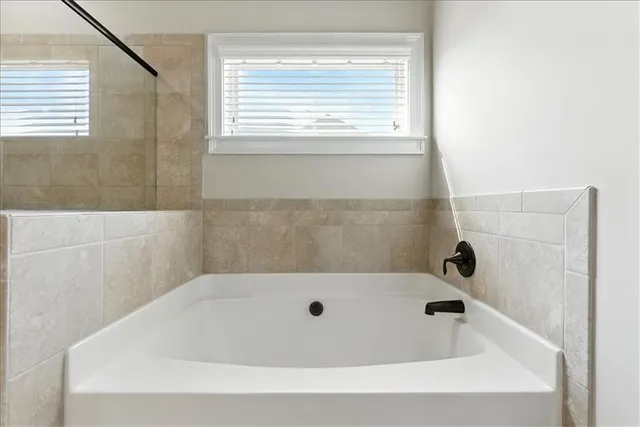 a bathroom with a tub