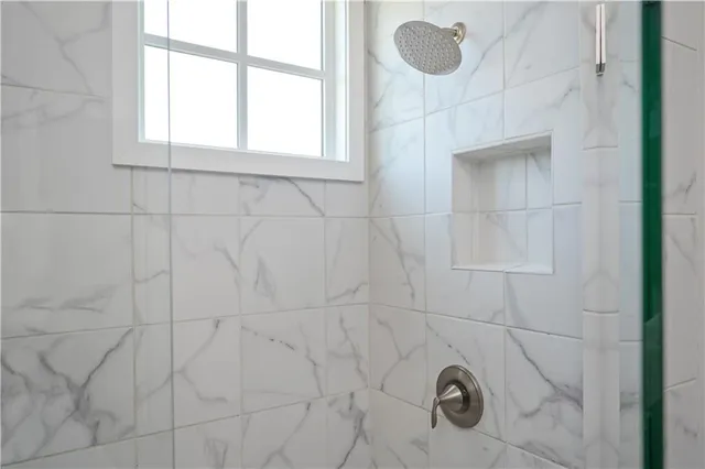 a bathroom with a shower