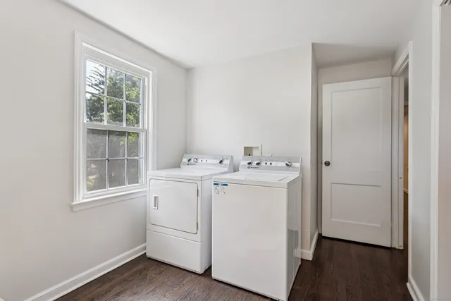 a utility room with dryer and washer