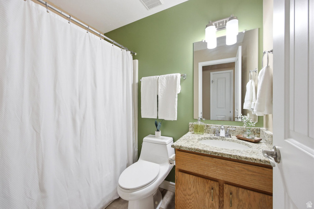 734 Sandy Dunes Drive Sandy, UT 84094 - Photo 22 of 36 Upstairs Bathroom featuring a single vanity with a granite countertops