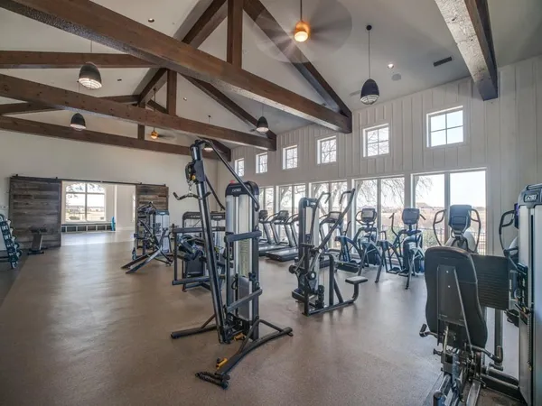 a view of a room with gym equipment