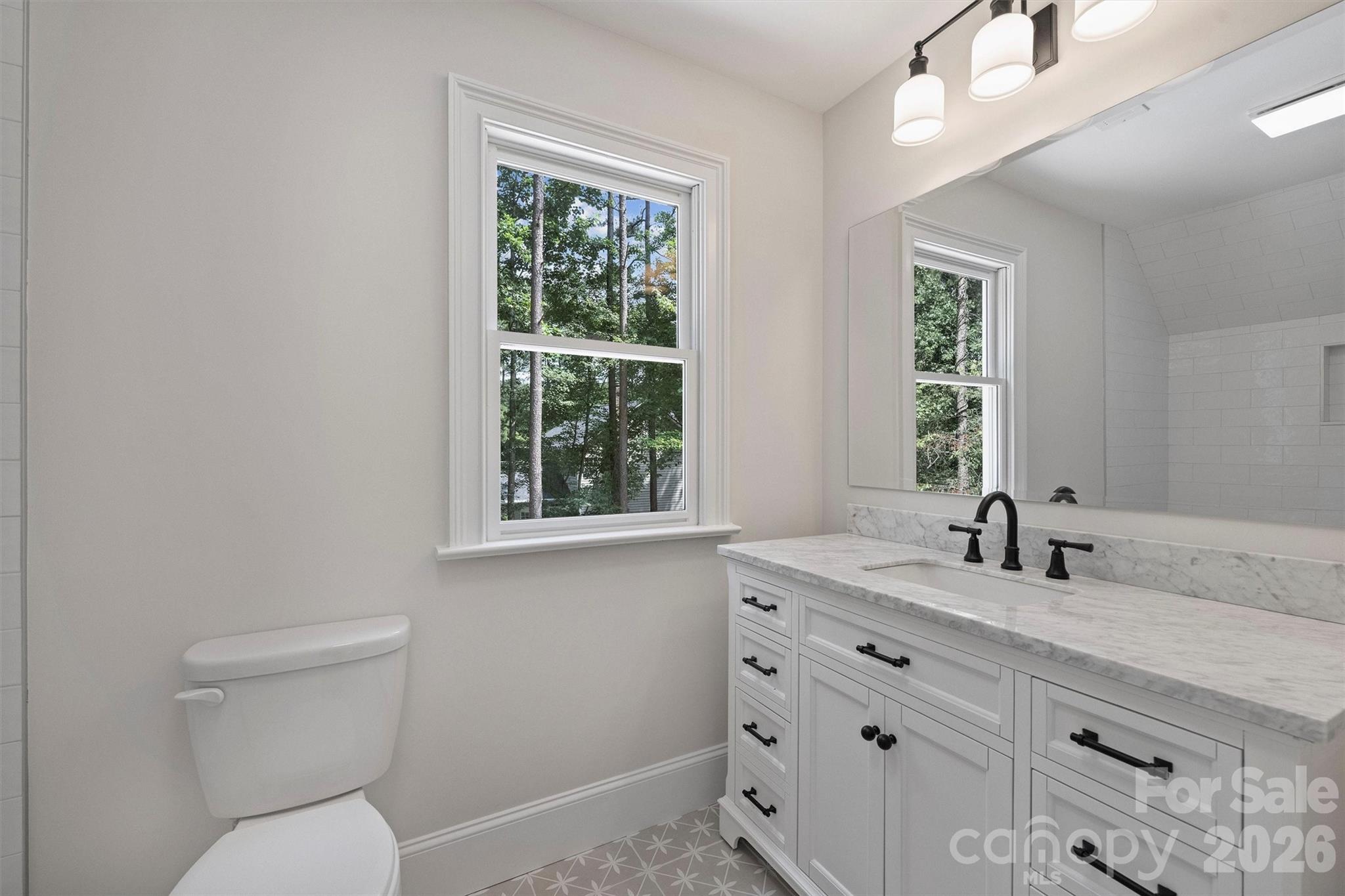 271 Beaten Path Road Mooresville, NC 28117 - Photo 34 of 47 a bathroom with a toilet a sink and mirror