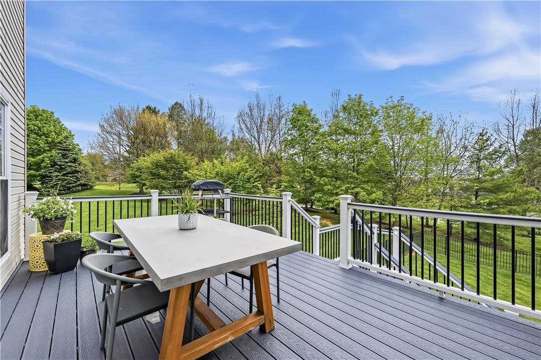 9031 Pathfinder Road Breinigsville, PA 18031 - Photo 18 of 63 An inviting deck offers a scenic overlook of green landscape, perfect for outdoor dining and entertaining.