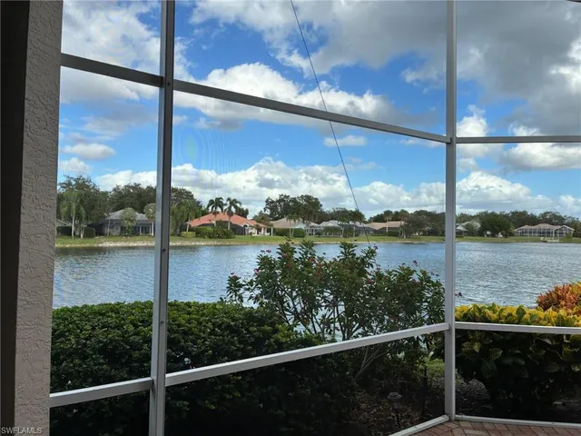 a view of a lake from a window