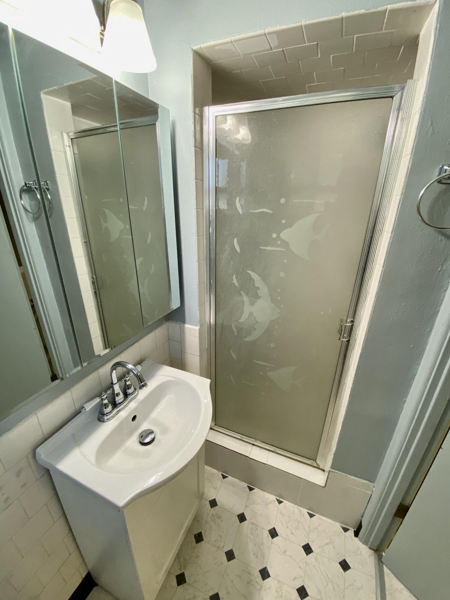2890 Irwin Road Redding, CA 96002 - Photo 19 of 28 a bathroom with a sink a mirror and shower