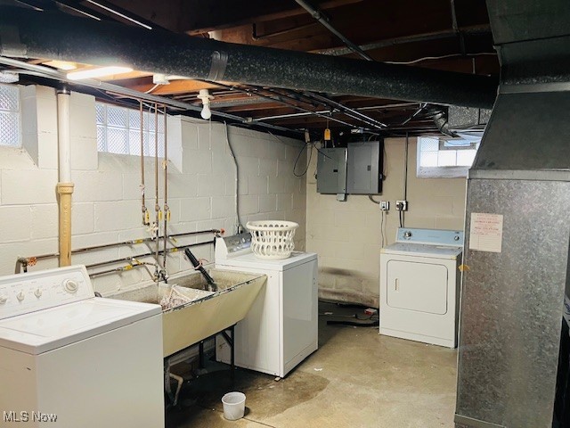 11431 Hempstead Road Garfield Heights, OH 44125 - Photo 12 of 14 Washroom featuring updated electric panel and independent washer and dryer