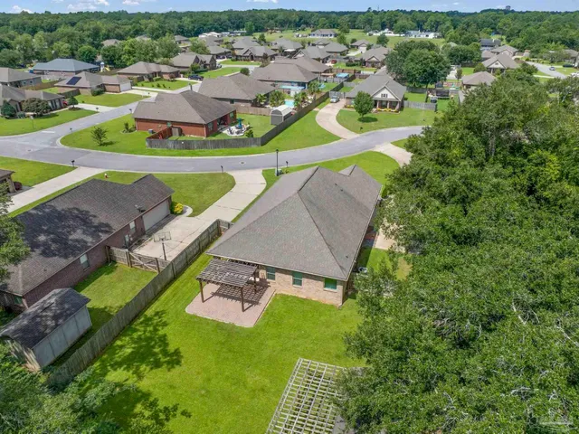 an aerial view of a house