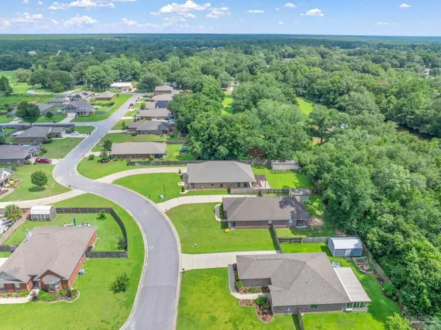 an aerial view of a house