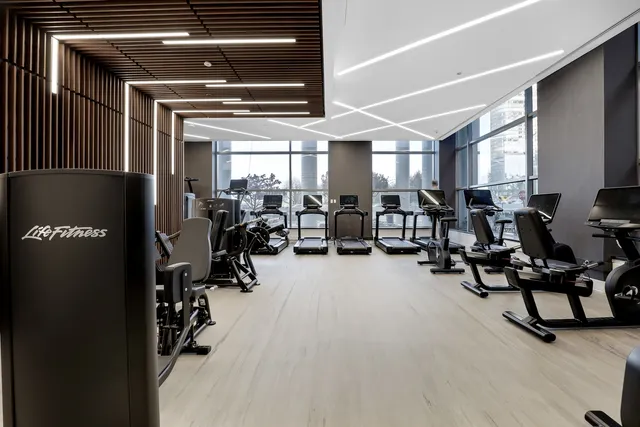 a view of a room with gym equipment