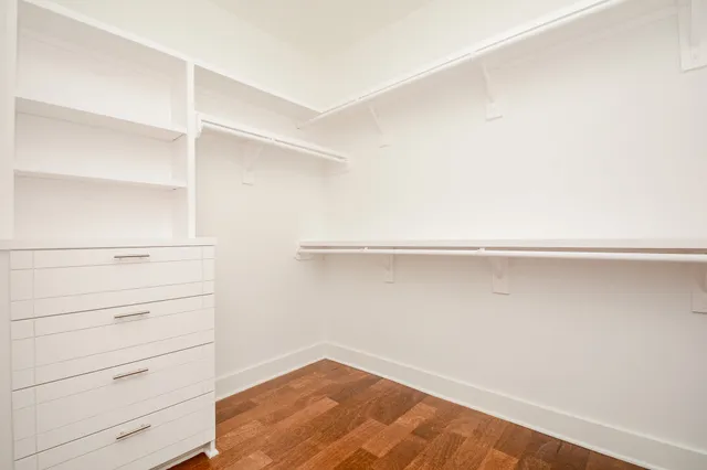 a view of an empty walk in closet