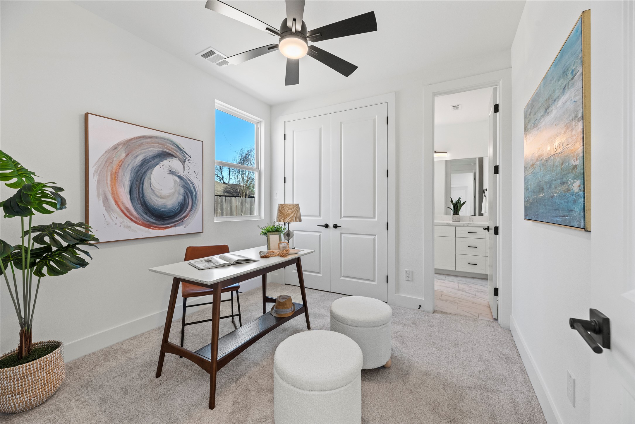 426 Sikes Street, Unit B Houston, TX 77018 - Photo 25 of 31 The first floor bedroom is staged as a beautiful home office. This room would also be great for guests, a home gym or game room. Photos of similar properties in the same development.