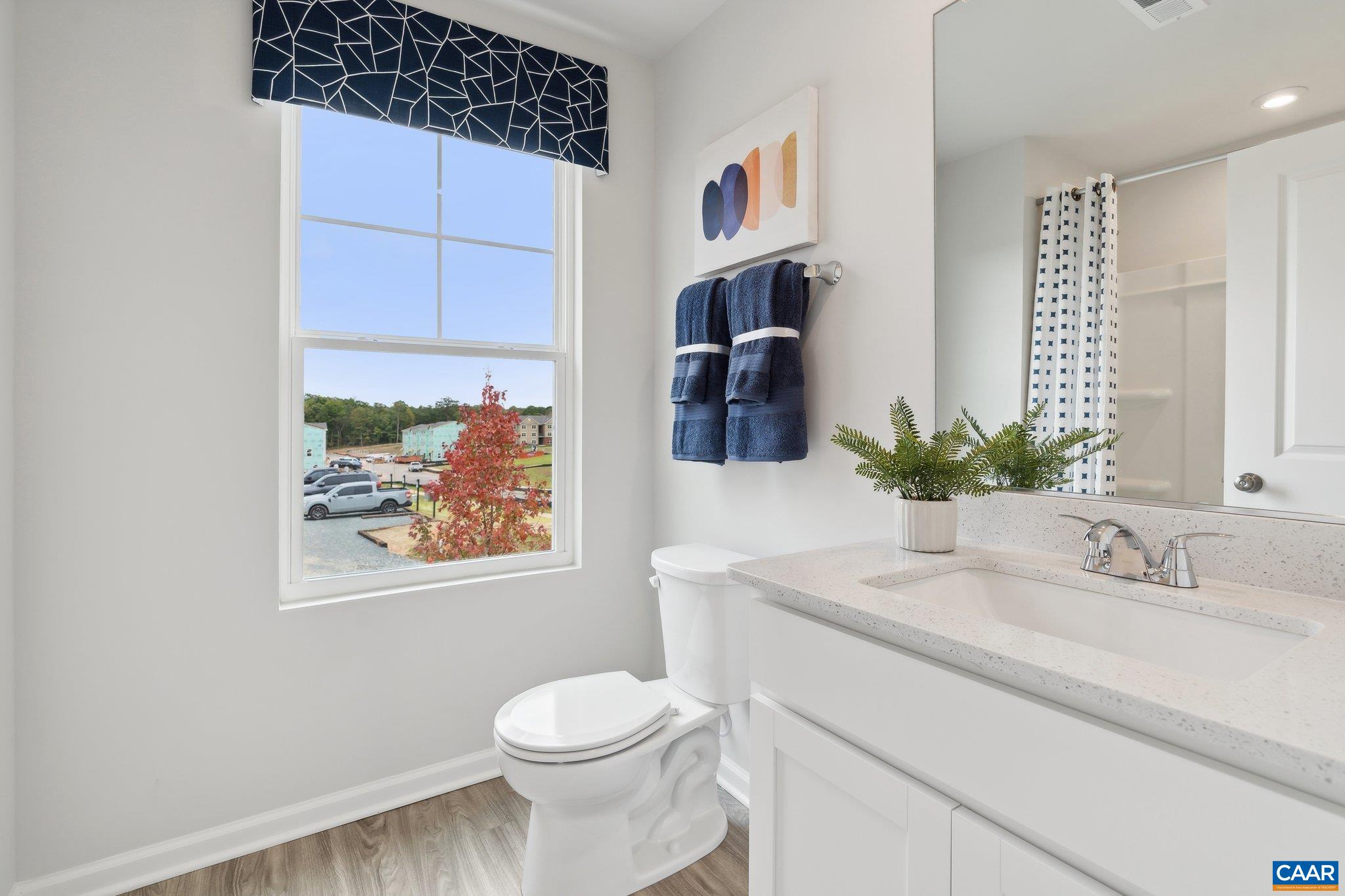 177 Horse Path Drive Palmyra, VA 22963 - Photo 6 of 31 a bathroom with a sink a toilet and a large mirror