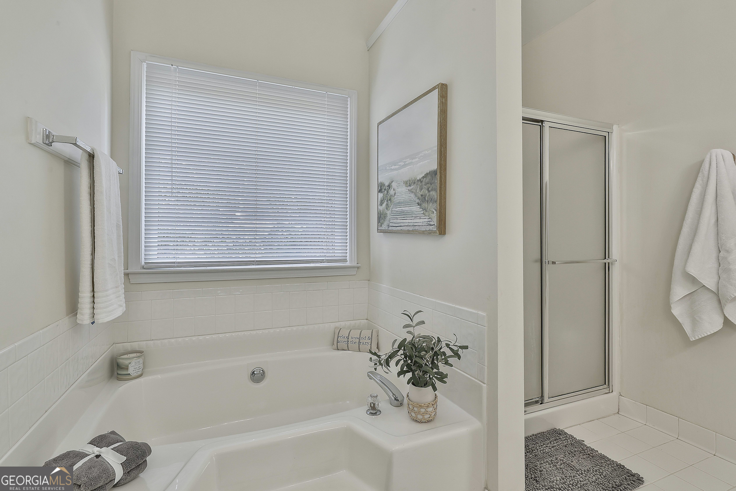244 Terrane Ridge Peachtree City, GA 30269 - Photo 21 of 44 a bathroom with a bathtub and shower