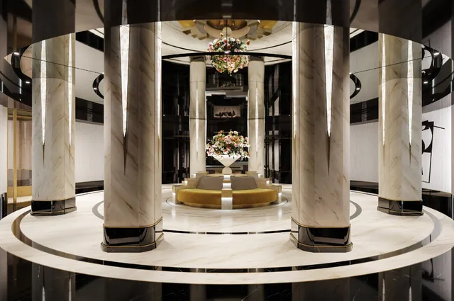 a living room with entrance gate