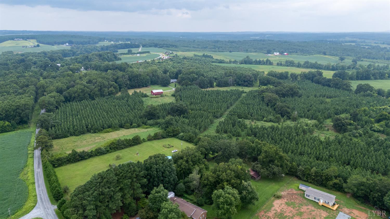 4526 Pigeon Run Road Gladys, VA 24554 - Photo 53 of 54 an aerial view of green landscape with trees houses and mountain view