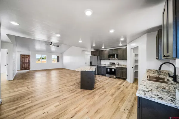 a view of a livingroom with a flat screen tv