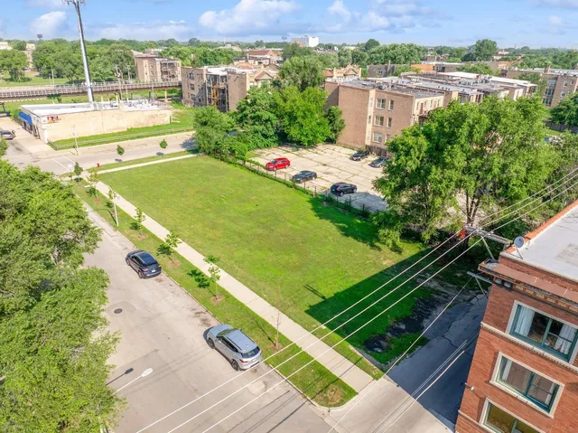 an aerial view of swimming pool