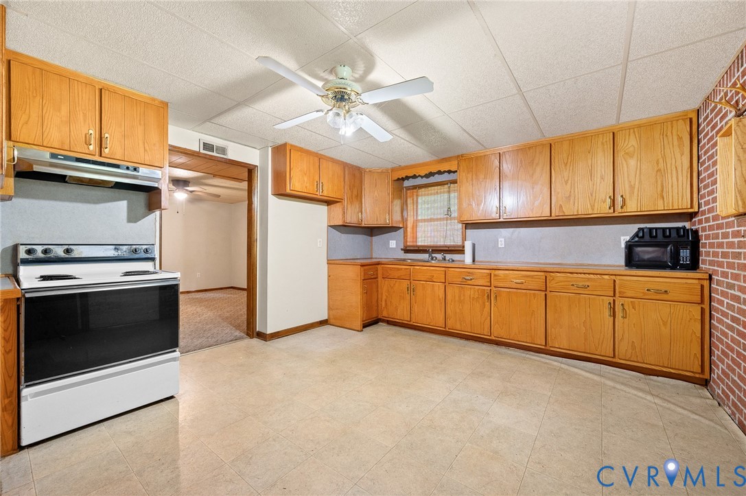 3612 Back Hampden Sydney Road Farmville, VA 23901 - Photo 16 of 17 Basement Kitchen featuring wood cabinetry, oven, a