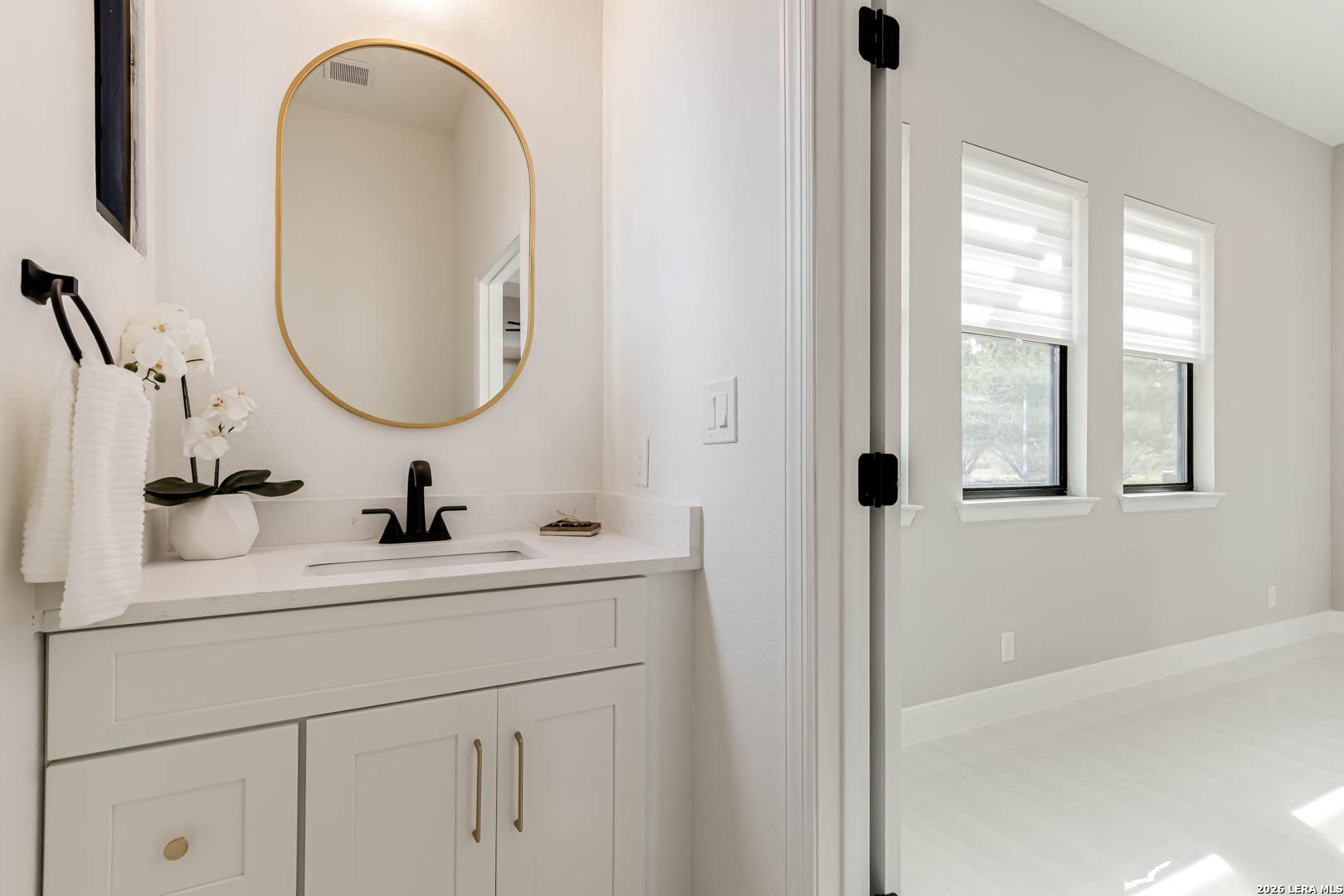 643 Mystic Parkway Spring Branch, TX 78070 - Photo 14 of 46 a bathroom with a sink and a mirror