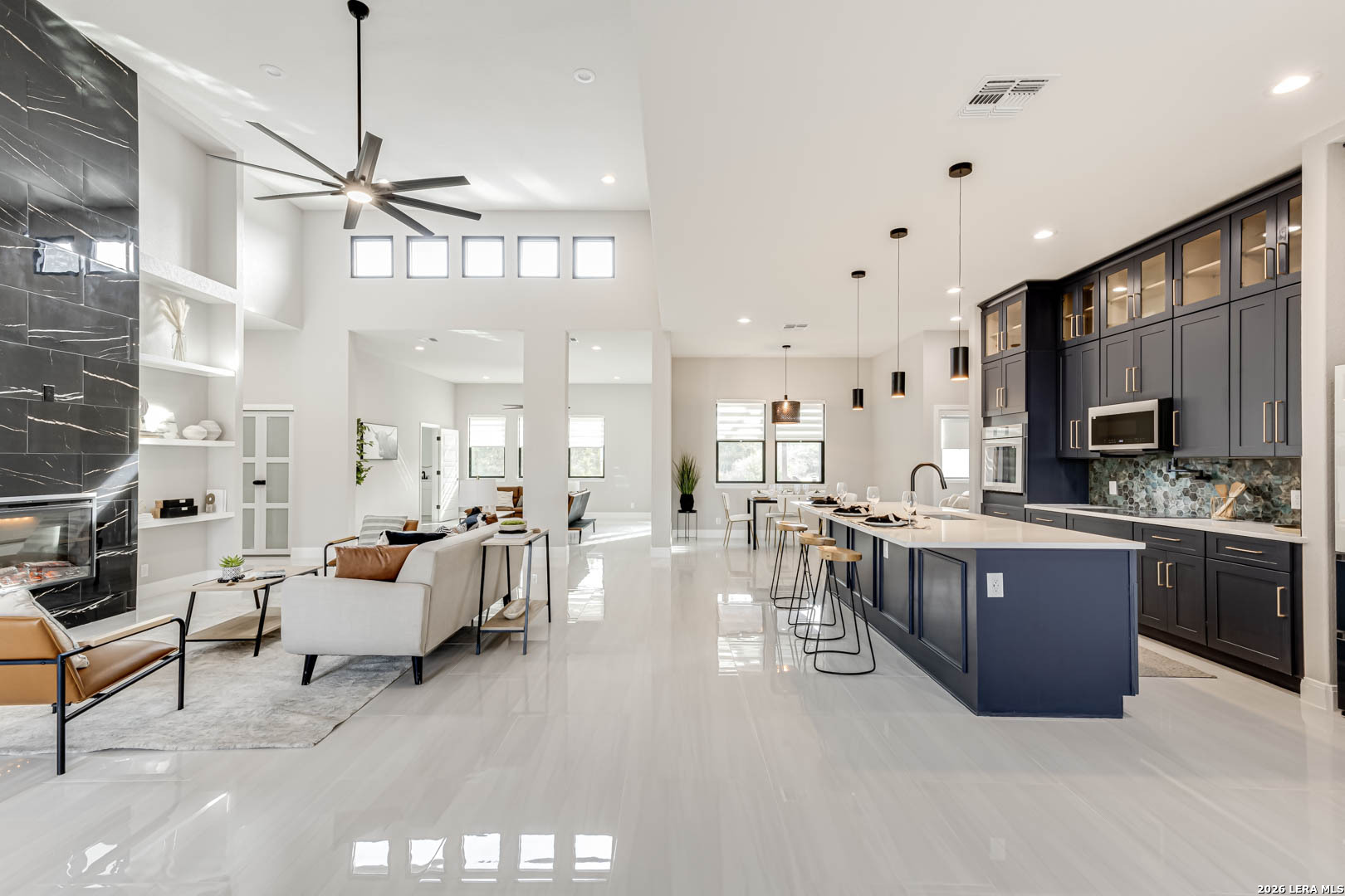 643 Mystic Parkway Spring Branch, TX 78070 - Photo 9 of 46 a living room with lots of furniture and kitchen view