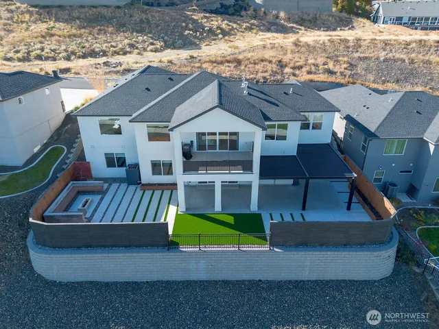 an aerial view of a house