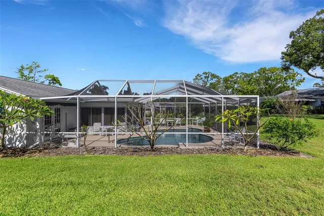 a view of a backyard with a garden