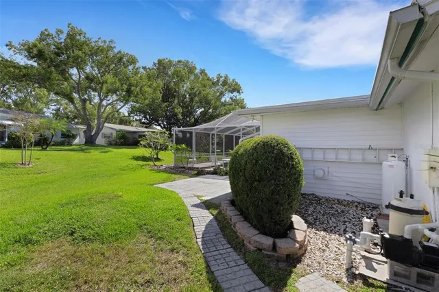 a view of outdoor sitting area with golf course