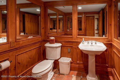 2137 Red Mountain Road Aspen, CO 81612 - Photo 52 of 59 a bathroom with a sink a toilet and mirror
