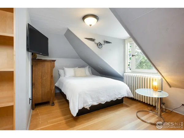 a bedroom with furniture and a flat screen tv