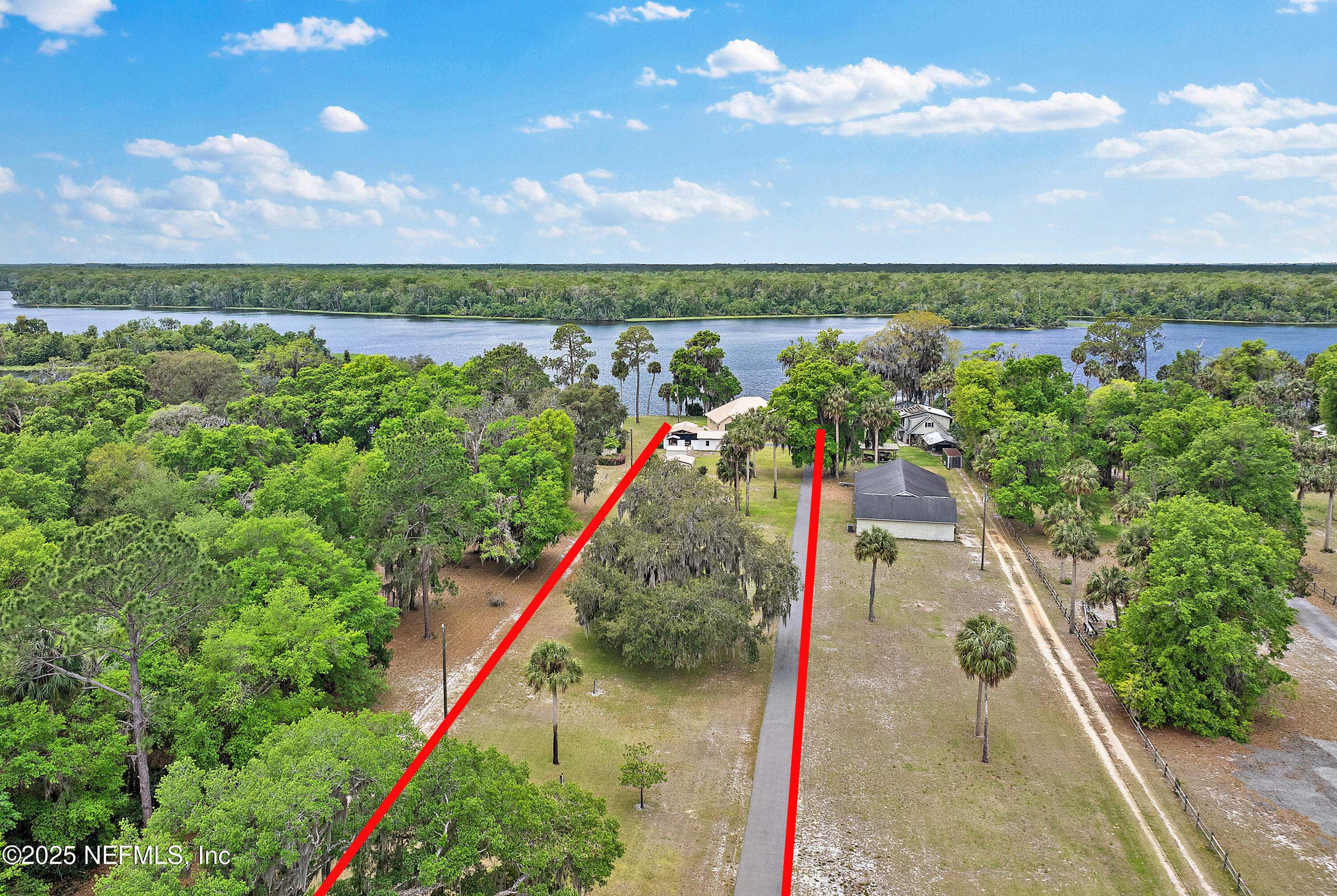 343 East Buffalo Bluff Road Satsuma, FL 32189 - Photo 38 of 38 36-Aerial Front with Property Lines