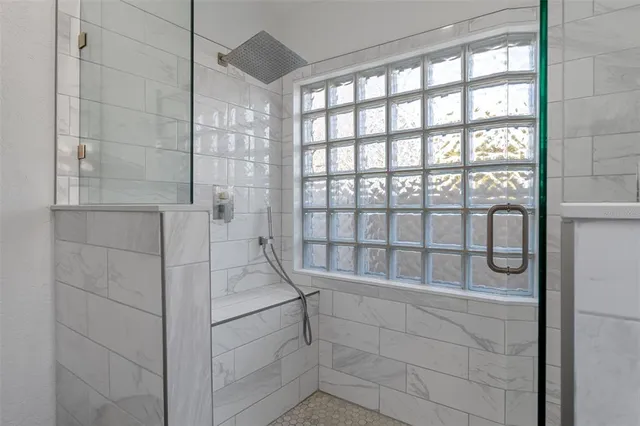 a bathroom with a shower