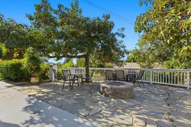 a view of an outdoor space with seating