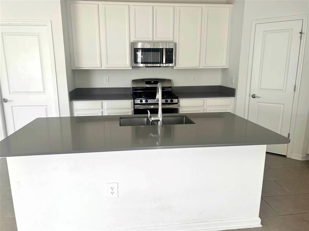 5554 Braken Fern Way Leesburg, FL 34748 - Photo 2 of 16 a kitchen with stainless steel appliances a microwave a stove and white cabinets